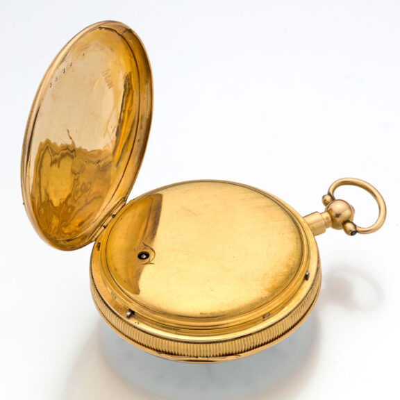 French gold verge with calendar and repetition Circa 1800 French gold verge with calendar and repetition Circa 1800