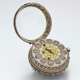 French silver and leather alarm verge pocket watch Circa 1690