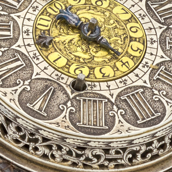 French silver and leather alarm verge pocket watch Circa 1690 French silver and leather alarm verge pocket watch Circa 1690
