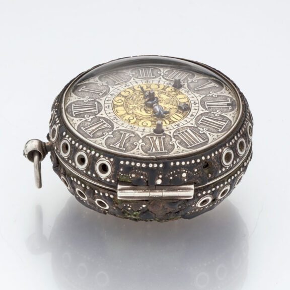 French silver and leather alarm verge pocket watch Circa 1690 French silver and leather alarm verge pocket watch Circa 1690