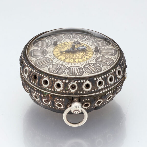 French silver and leather alarm verge pocket watch Circa 1690 French silver and leather alarm verge pocket watch Circa 1690