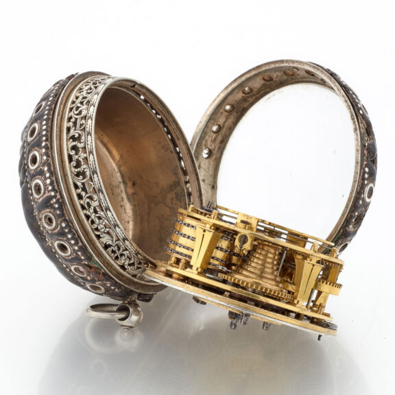 French silver and leather alarm verge pocket watch Circa 1690 French silver and leather alarm verge pocket watch Circa 1690