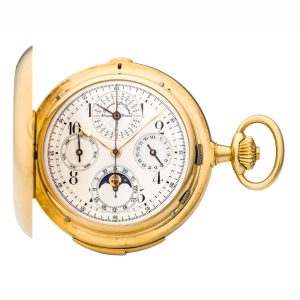 Swiss 18k gold hunting cased complicated watch Circa 1900