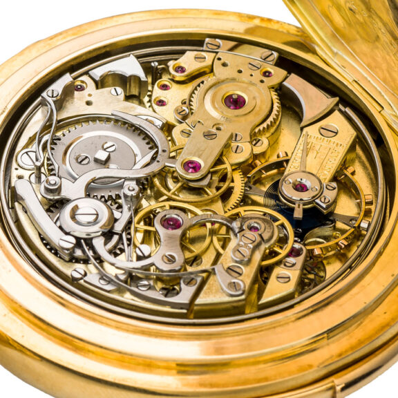 Swiss 18k gold hunting cased complicated watch Circa 1900 Swiss 18k gold hunting cased complicated watch Circa 1900