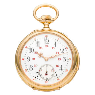 Swiss gold minute repeating keyless pocket watch Circa 1910