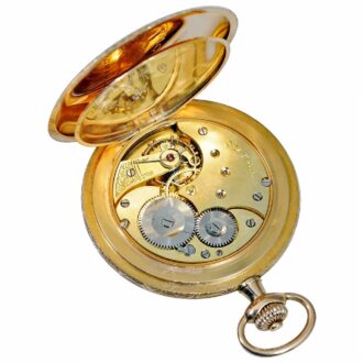 Swiss gold enamel pocket watch with a dog portrait Circa 1915