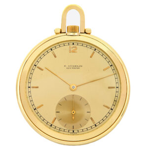 Rare Swiss large yellow gold keyless pocket watch Circa 1950