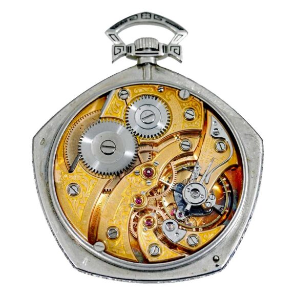 American watch in a rare pentagon platinum case Circa 1924 American watch in a rare pentagon platinum case Circa 1924