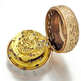 Fine English gold pair cased quarter repeating verge Circa 1750 Fine English gold pair cased quarter repeating verge Circa 1750