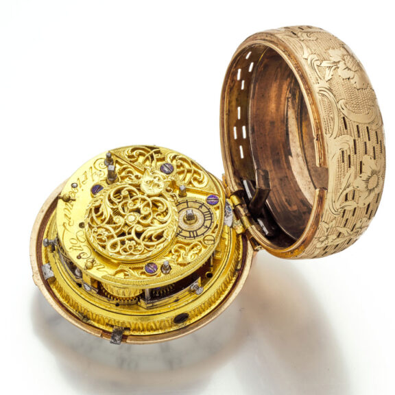 Fine English gold pair cased quarter repeating verge Circa 1750 Fine English gold pair cased quarter repeating verge Circa 1750