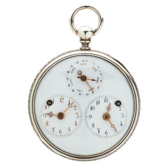 Rare French silver watch with dual time and calendar Circa 1810
