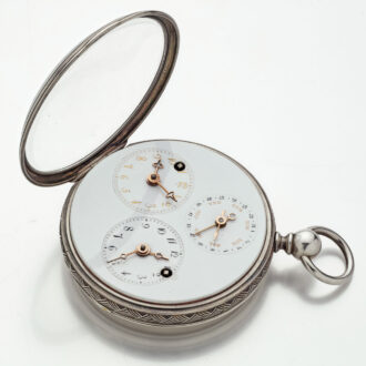 Rare French silver watch with dual time and calendar Circa 1810