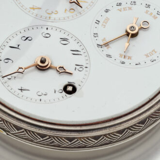 Rare French silver watch with dual time and calendar Circa 1810