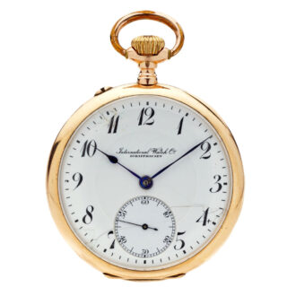 Swiss 14 carat gold IWC open faced pocket watch Circa 1905