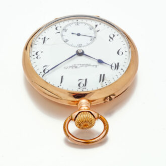 Swiss 14 carat gold IWC open faced pocket watch Circa 1905