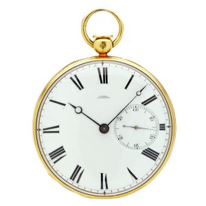 English gold pocket watch with pull wind mechanism Circa 1837