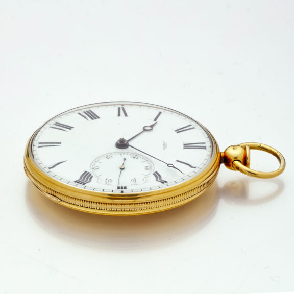 English gold pocket watch with pull-wind mechanism Circa 1837 English gold pocket watch with pull-wind mechanism Circa 1837