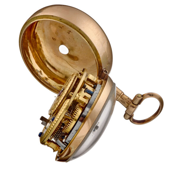 A Swiss verge watch in gold and enamel pair cases Circa 1760 A Swiss verge watch in gold and enamel pair cases Circa 1760