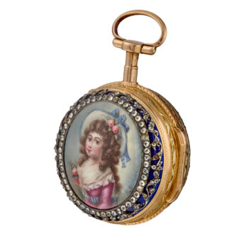 A Swiss verge watch in gold and enamel pair cases Circa 1760