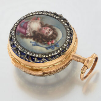 A Swiss verge watch in gold and enamel pair cases Circa 1760