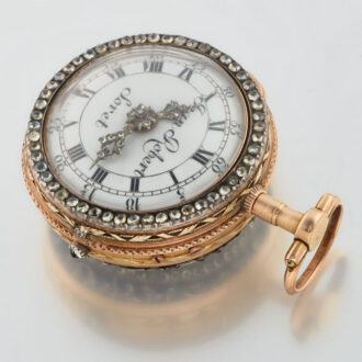 A Swiss verge watch in gold and enamel pair cases Circa 1760