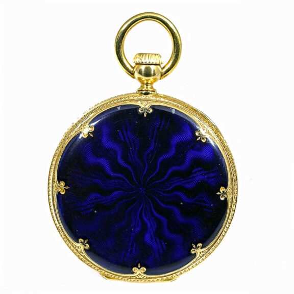 Swiss small diamond-set gold enamel pocket watch Circa 1860 Swiss small diamond-set gold enamel pocket watch Circa 1860