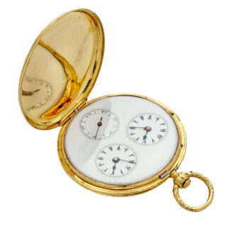 Swiss 18 carat gold two time zones lever watch Circa 1840