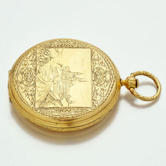 Swiss 18 carat gold two time zones lever watch Circa 1840