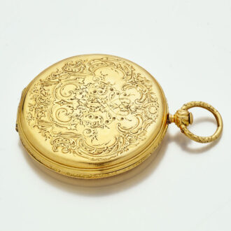 Swiss 18 carat gold two time zones lever watch Circa 1840