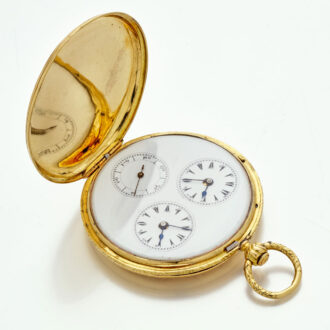 Swiss 18 carat gold two time zones lever watch Circa 1840