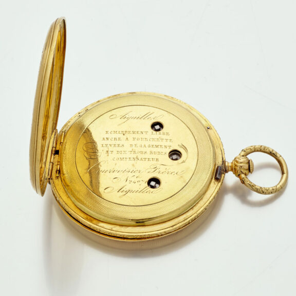 Swiss 18 carat gold two time zones lever watch Circa 1840 Swiss 18 carat gold two time zones lever watch Circa 1840