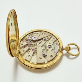 Swiss 18 carat gold two time zones lever watch Circa 1840