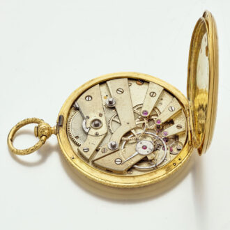 Swiss 18 carat gold two time zones lever watch Circa 1840