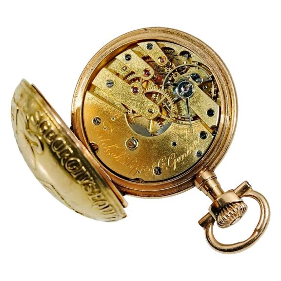 Swiss extremely rare 18 carat gold pocket watch Circa 1887 Swiss extremely rare 18 carat gold pocket watch Circa 1887