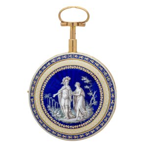 French gold quarter repeater with classical scene Circa 1785