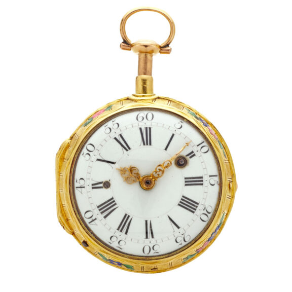 Fine French gold and enamel quarter repeating watch Circa 1740 Fine French gold and enamel quarter repeating watch Circa 1740