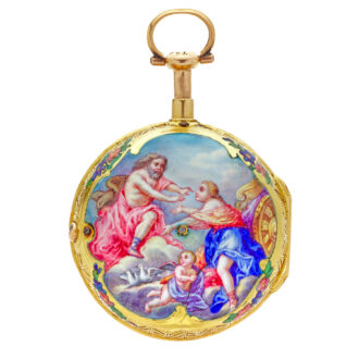 Fine French gold and enamel quarter repeating watch Circa 1740