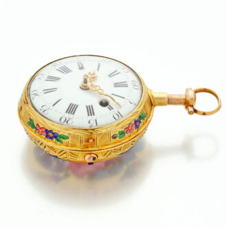 Fine French gold and enamel quarter repeating watch Circa 1740 Fine French gold and enamel quarter repeating watch Circa 1740