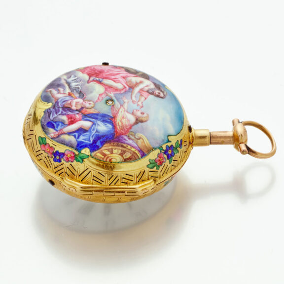Fine French gold and enamel quarter repeating watch Circa 1740 Fine French gold and enamel quarter repeating watch Circa 1740
