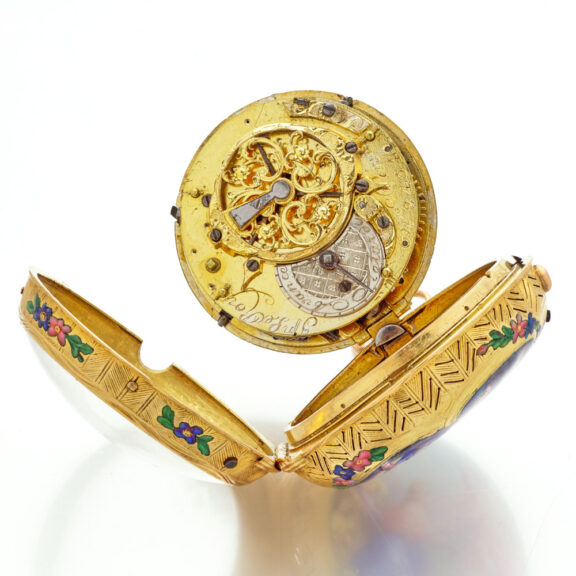 Fine French gold and enamel quarter repeating watch Circa 1740 Fine French gold and enamel quarter repeating watch Circa 1740