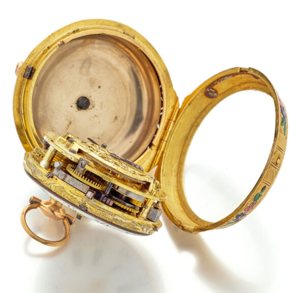 Fine French gold and enamel quarter repeating watch Circa 1740 Fine French gold and enamel quarter repeating watch Circa 1740