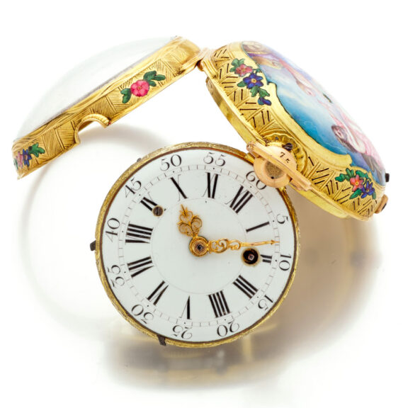 Fine French gold and enamel quarter repeating watch Circa 1740Fine French gold and enamel quarter repeating watch Circa 1740 Fine French gold and enamel quarter repeating watch Circa 1740