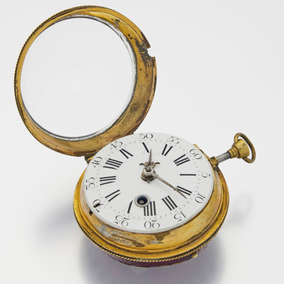 Rare French quarter repeater with leather outer case Circa 1700 Rare French quarter repeater with leather outer case Circa 1700