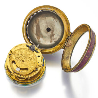 Rare French quarter repeater with leather outer case Circa 1700
