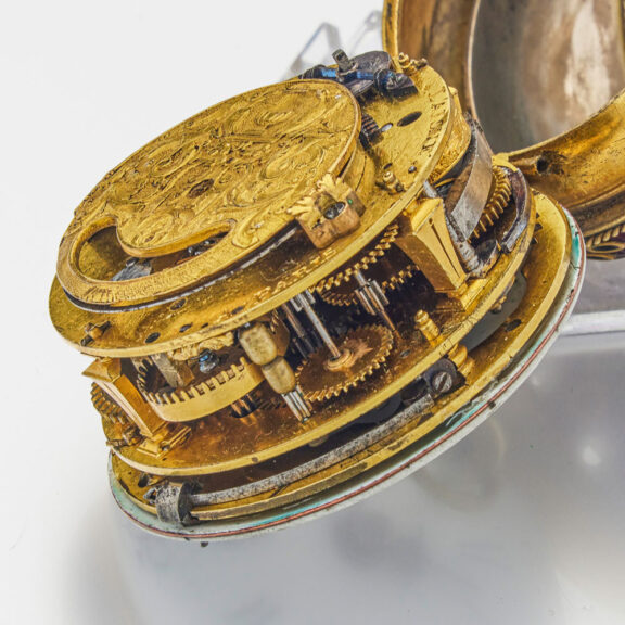 Rare French quarter repeater with leather outer case Circa 1700 Rare French quarter repeater with leather outer case Circa 1700