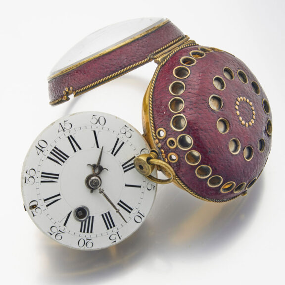 Rare French quarter repeater with leather outer case Circa 1700 Rare French quarter repeater with leather outer case Circa 1700