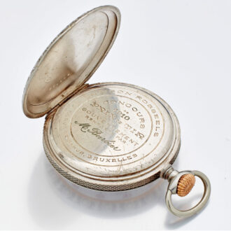 Swiss nickel open faced shooting award lever watch Circa 1910