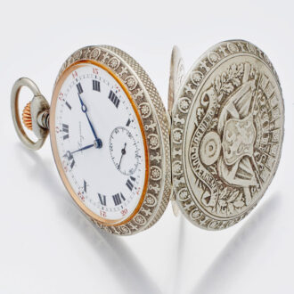 Swiss nickel open faced shooting award lever watch Circa 1910