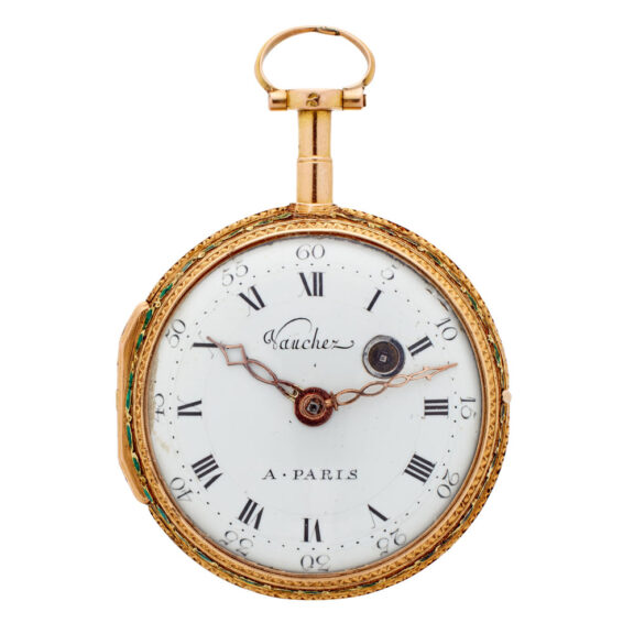 French gold pendant watch with enamel medallion Circa 1780 French gold pendant watch with enamel medallion Circa 1780