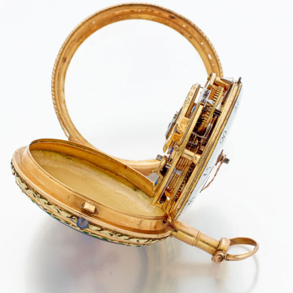 French gold pendant watch with enamel medallion Circa 1780 French gold pendant watch with enamel medallion Circa 1780